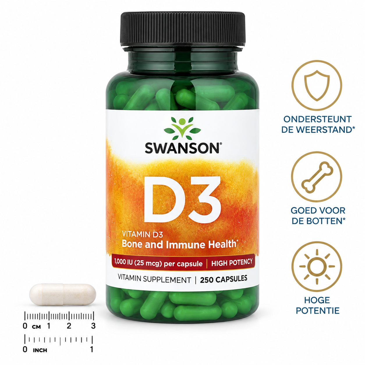 Swanson Vitamins Vitamine D3 25 mcg / 1.000 IE — 250 capsules