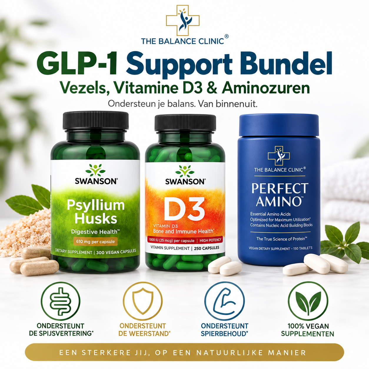 GLP-1 Support Bundel — Vezels, Vitamine D3 & Aminozuren